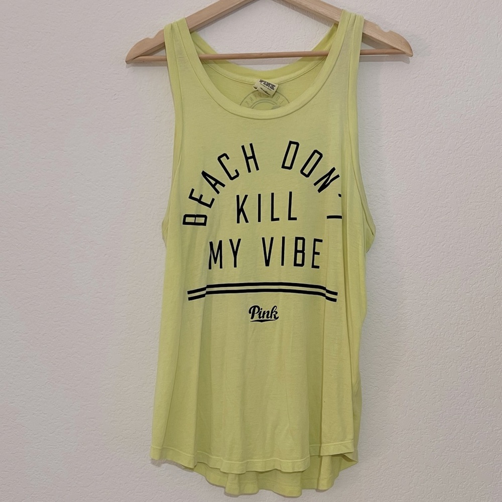 Victoriaβs Secret PINK Beach Donβt K*ll My Vibe Muscle Tank